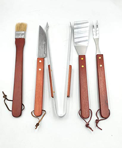 BBQ Tools Kit | Barbecue Accessories | Tong, Fork, Spatula, Brush, Knife